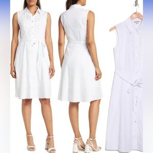 NANETTE LEPORE White Dress - Embroidered Eyelet Tie Waist Size 2